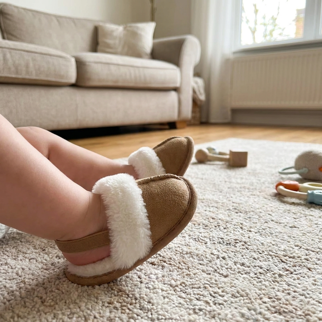 Pantofole Morbide per Neonati e Bambini con Fodera in Peluche e Suole Antiscivolo