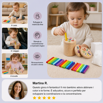 Gioco Montessori in Legno per Abbinare Colori e Forme – Puzzle Educativo per la Motricità Fine