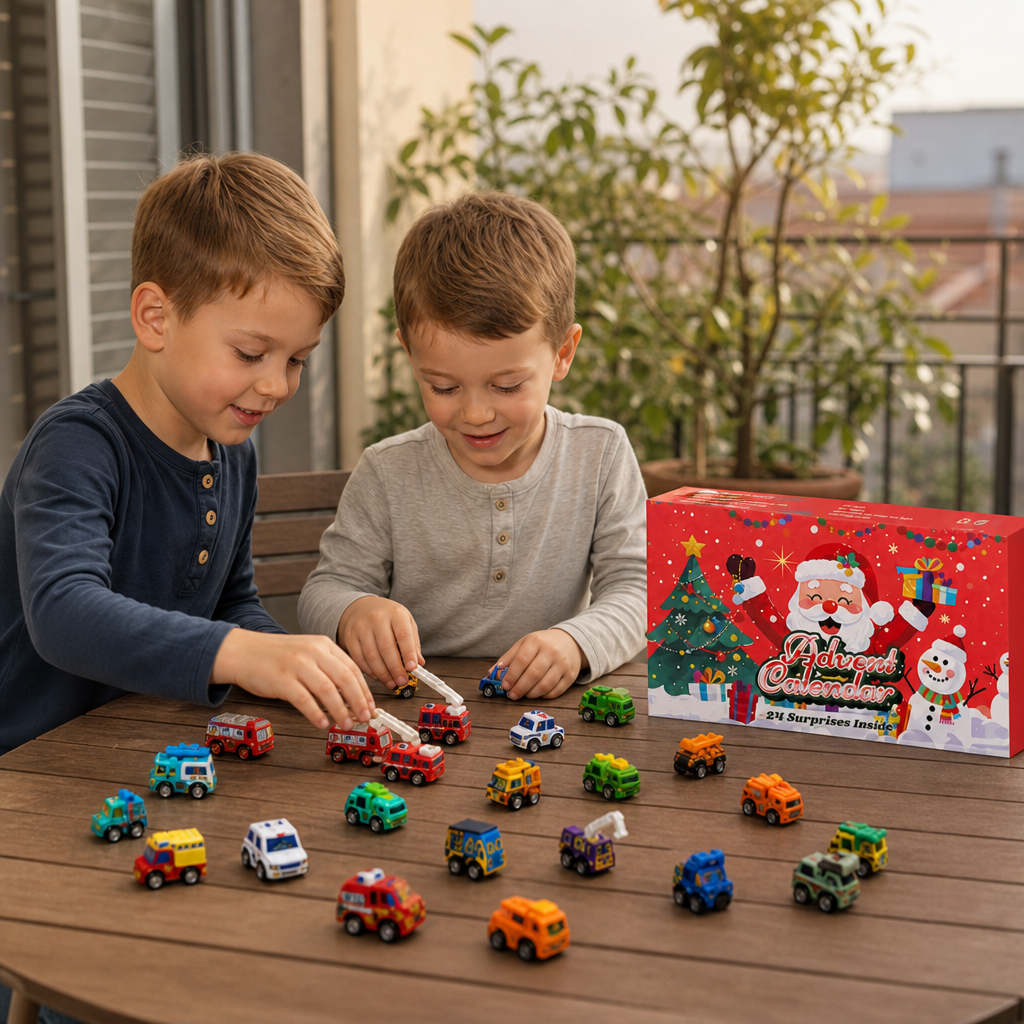 Calendario dell’Avvento di 24 giorni con macchinine dei cartoni animati