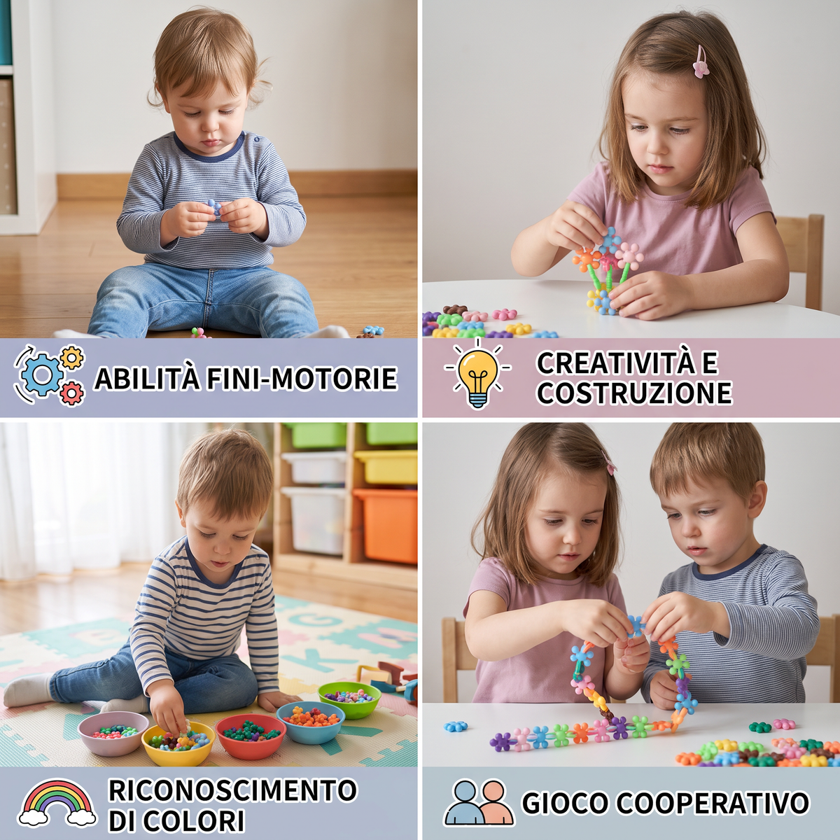 Set di Blocchi da Costruzione Montessori a Forma di Fiore di Pruno