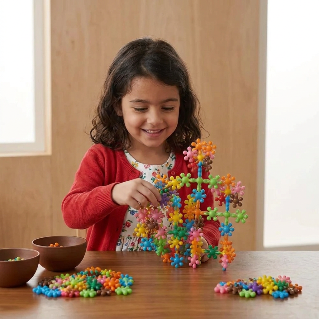 Set di Blocchi da Costruzione Montessori a Forma di Fiore di Pruno