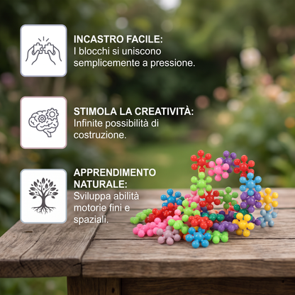Set di Blocchi da Costruzione Montessori a Forma di Fiore di Pruno