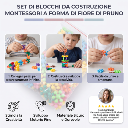 Set di Blocchi da Costruzione Montessori a Forma di Fiore di Pruno