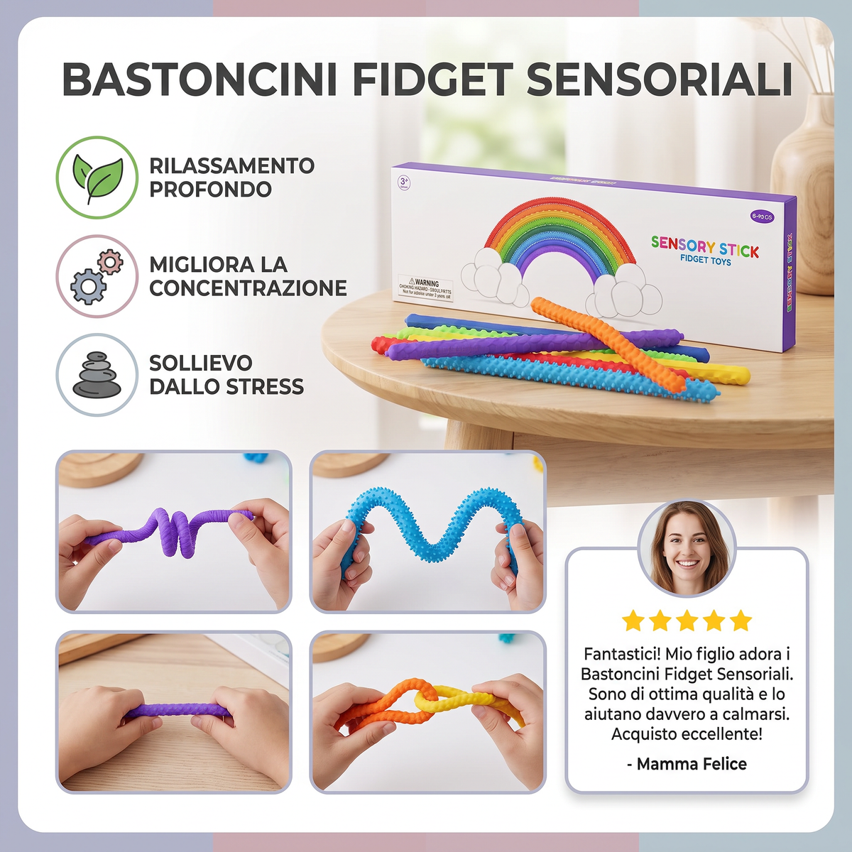 Bastoncini Fidget Sensoriali – Giochi Girevoli Rilassanti per Alleviare lo Stress