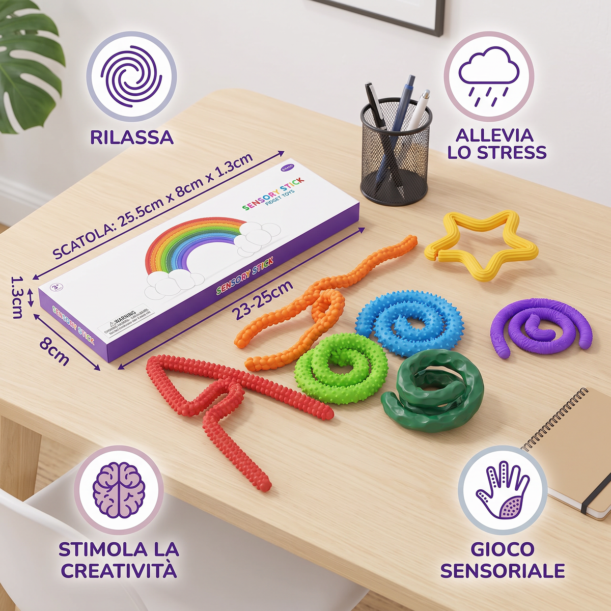 Bastoncini Fidget Sensoriali – Giochi Girevoli Rilassanti per Alleviare lo Stress