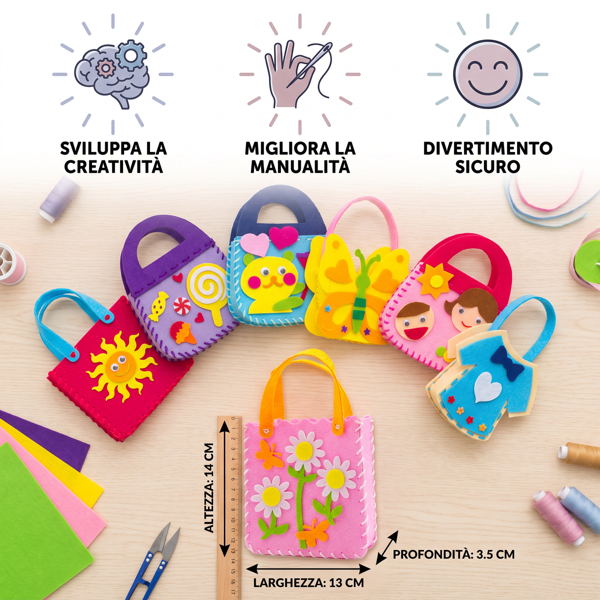 Kit da Cucito Fai da Te per Borsetta in Feltro Carina per Bambini