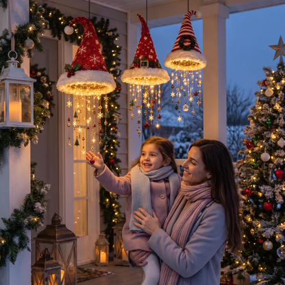 Luci Natalizie a Forma di Cappello di Babbo Natale con Filo di Luci LED