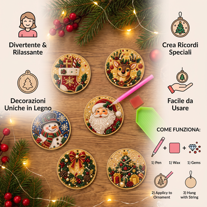 Kit DIY per Dipingere con Diamanti Decorazioni Natalizie in Legno