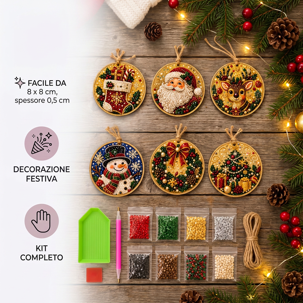 Kit DIY per Dipingere con Diamanti Decorazioni Natalizie in Legno