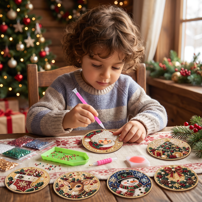 Kit DIY per Dipingere con Diamanti Decorazioni Natalizie in Legno