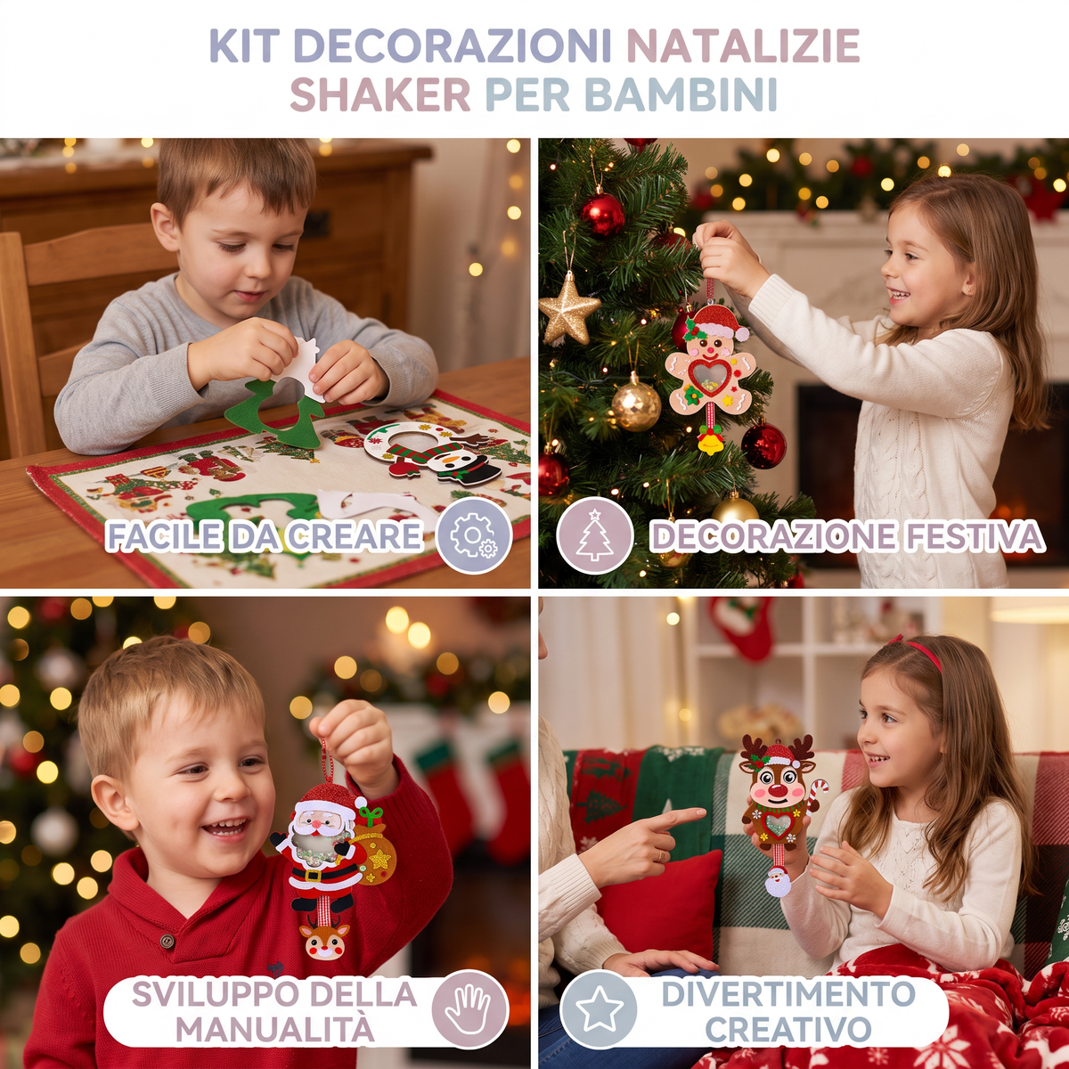 Kit DIY per Creare Decorazioni Natalizie Shaker per Bambini