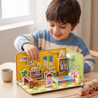 Kit DIY 3D para Construir una Sala de Juegos – Rompecabezas Educativo y Set de Manualidades