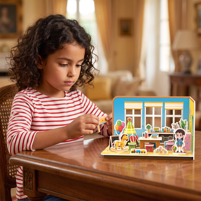 Kit DIY 3D para Construir una Sala de Juegos – Rompecabezas Educativo y Set de Manualidades
