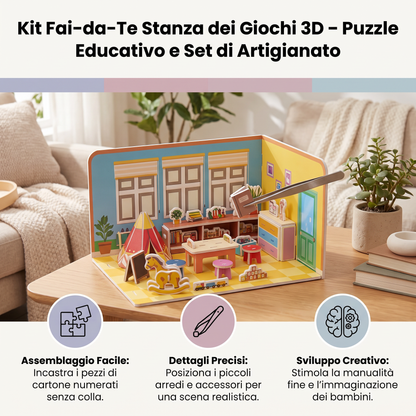 Kit DIY 3D para Construir una Sala de Juegos – Rompecabezas Educativo y Set de Manualidades