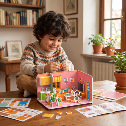 Kit DIY 3D para Construir una Sala de Juegos – Rompecabezas Educativo y Set de Manualidades