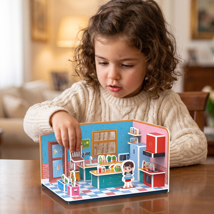 Kit DIY 3D para Construir una Sala de Juegos – Rompecabezas Educativo y Set de Manualidades