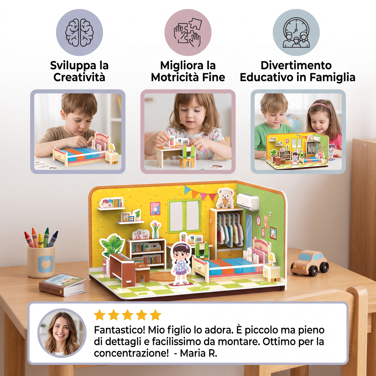 Kit DIY 3D para Construir una Sala de Juegos – Rompecabezas Educativo y Set de Manualidades