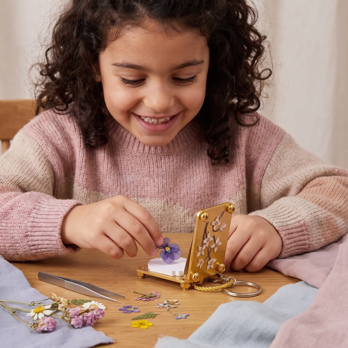Mini Pressa per Fiori in Metallo – Kit DIY per Creare Composizioni di Fiori Essiccati