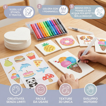 Set creativo di pittura con spugne per bambini – kit artistico fai-da-te con effetto bolle