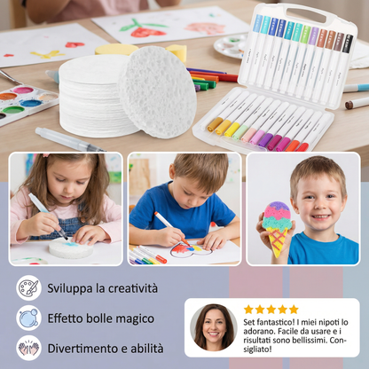 Set creativo di pittura con spugne per bambini – kit artistico fai-da-te con effetto bolle