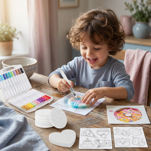 Set creativo di pittura con spugne per bambini – kit artistico fai-da-te con effetto bolle