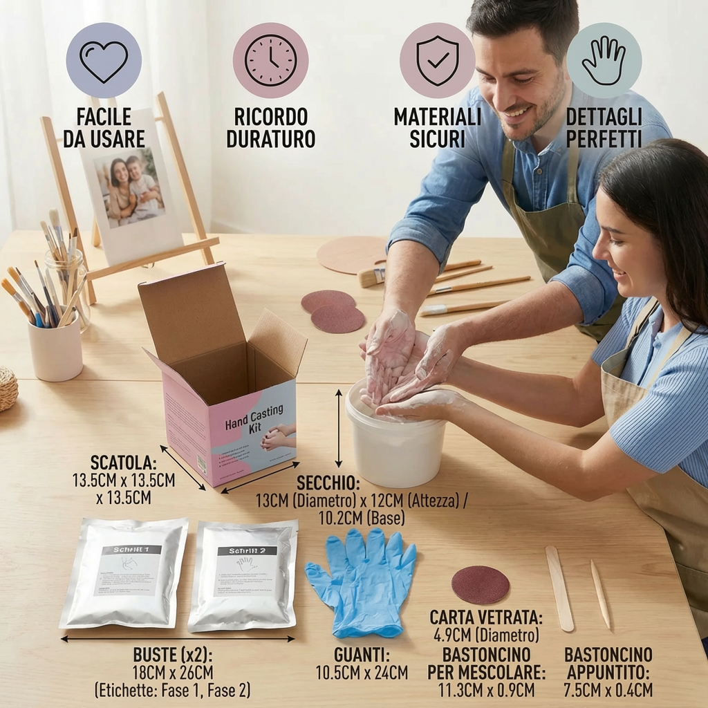 Kit Impronte delle Mani per Famiglie e Coppie – Set Ricordo 3D in Gesso