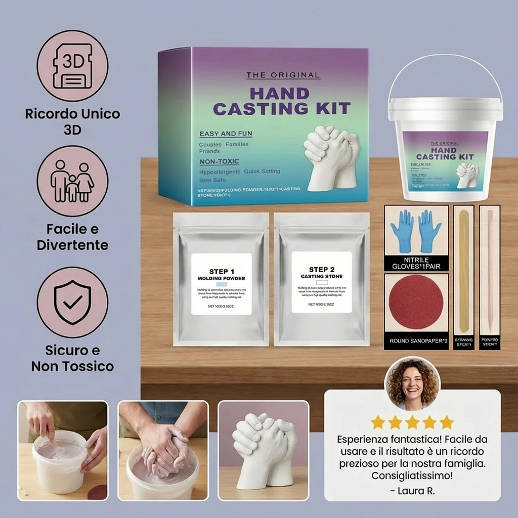 Kit Impronte delle Mani per Famiglie e Coppie – Set Ricordo 3D in Gesso