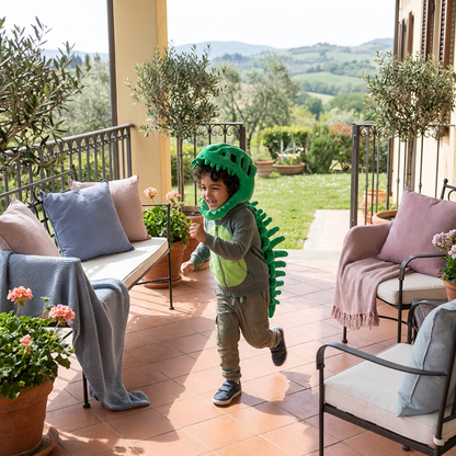 Divertente Costume in Peluche con Scheletro di Dinosauro