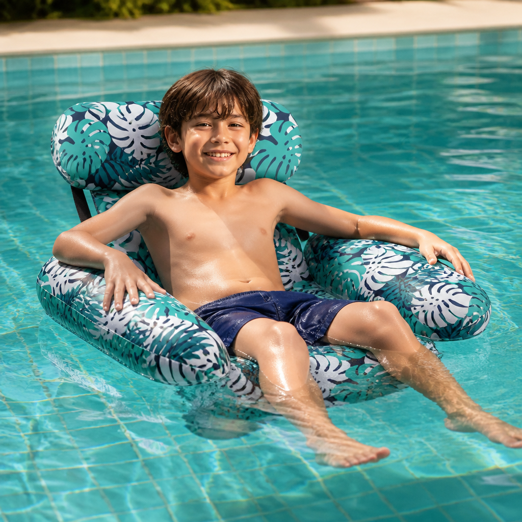 Amaca Gonfiabile per Piscina con Schienale – Lettino Acquatico Pieghevole