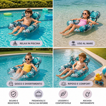 Amaca Gonfiabile per Piscina con Schienale – Lettino Acquatico Pieghevole