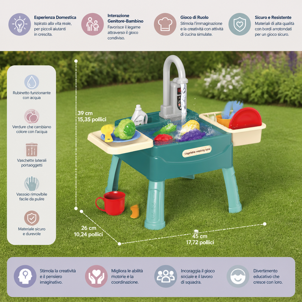 Water Wonder – Cucina Giocattolo con Rubinetto Magico dell'Acqua