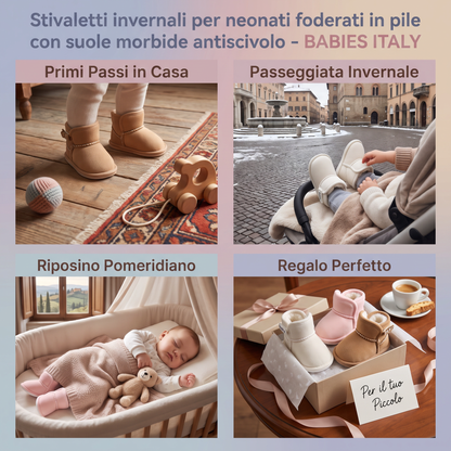 Stivaletti invernali per neonati foderati in pile con suole morbide antiscivolo