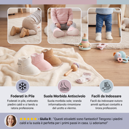 Stivaletti invernali per neonati foderati in pile con suole morbide antiscivolo