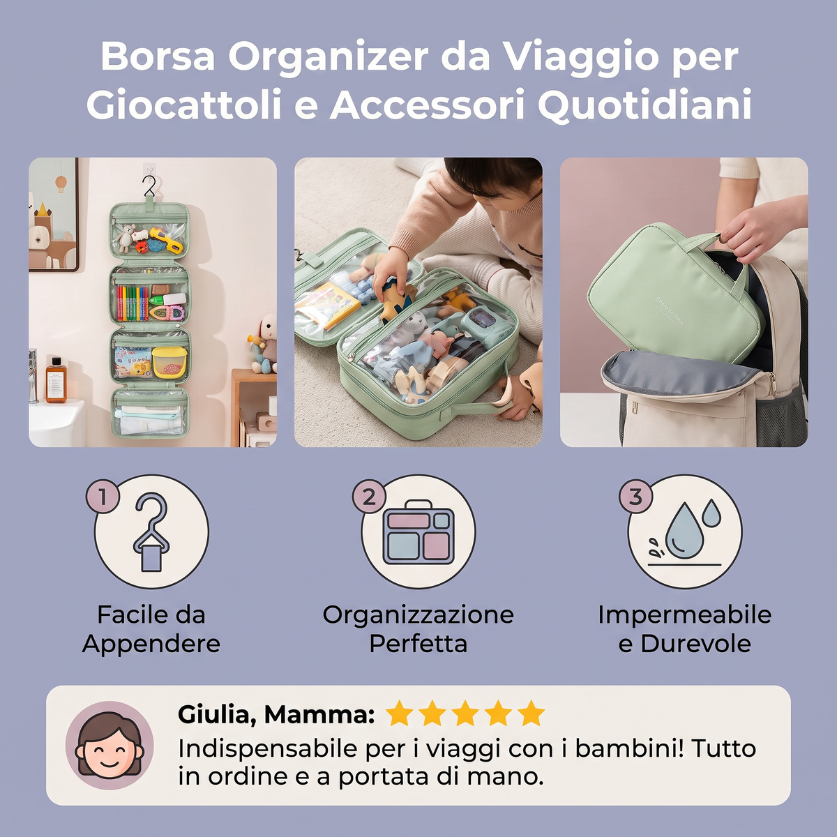 Borsa Organizer da Viaggio per Giocattoli e Accessori Quotidiani