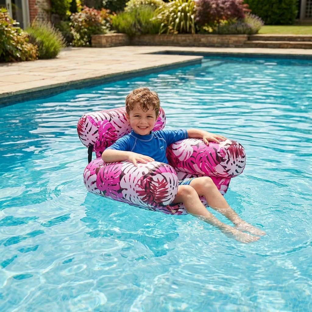 Amaca Gonfiabile per Piscina con Schienale – Lettino Acquatico Pieghevole