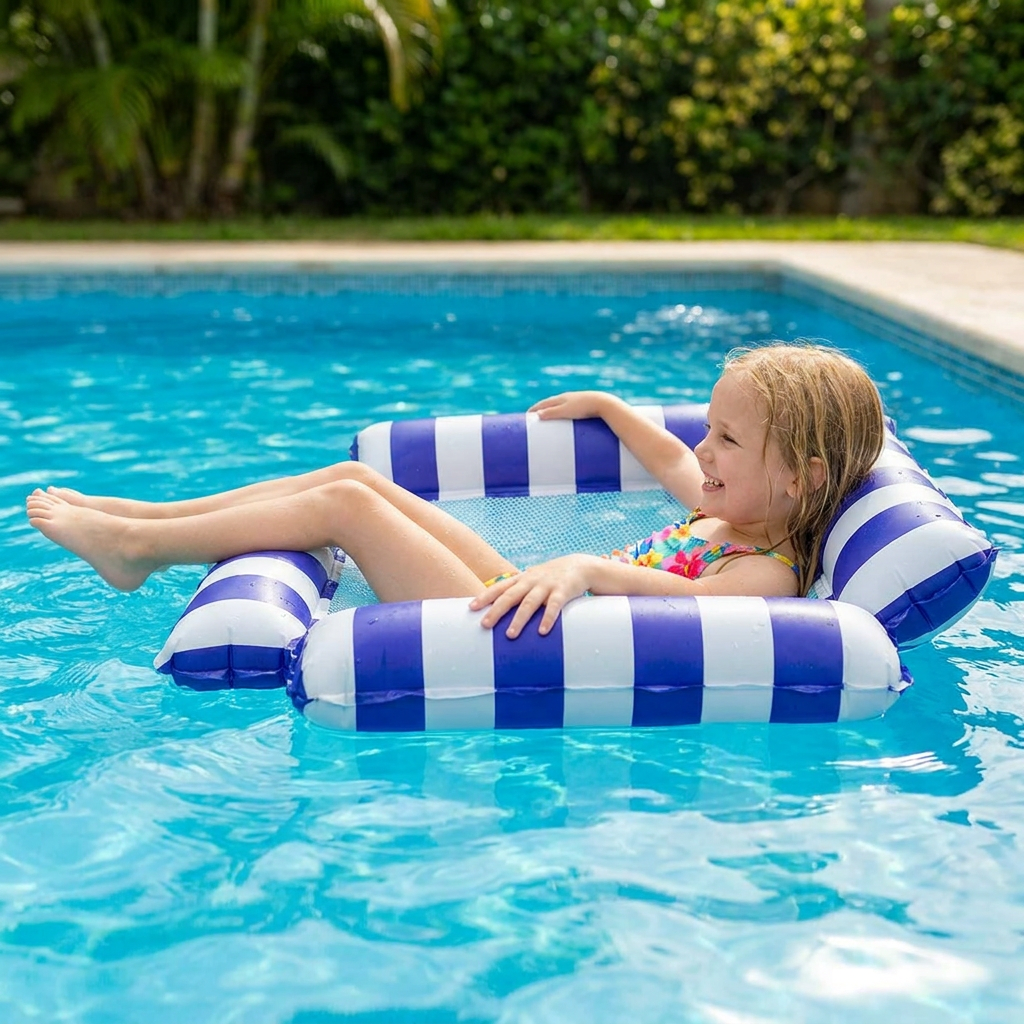 Sedia Gonfiabile per Piscina per Bambini – Amaca d'Acqua con Superficie in Rete