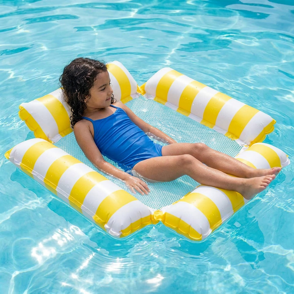 Sedia Gonfiabile per Piscina per Bambini – Amaca d'Acqua con Superficie in Rete