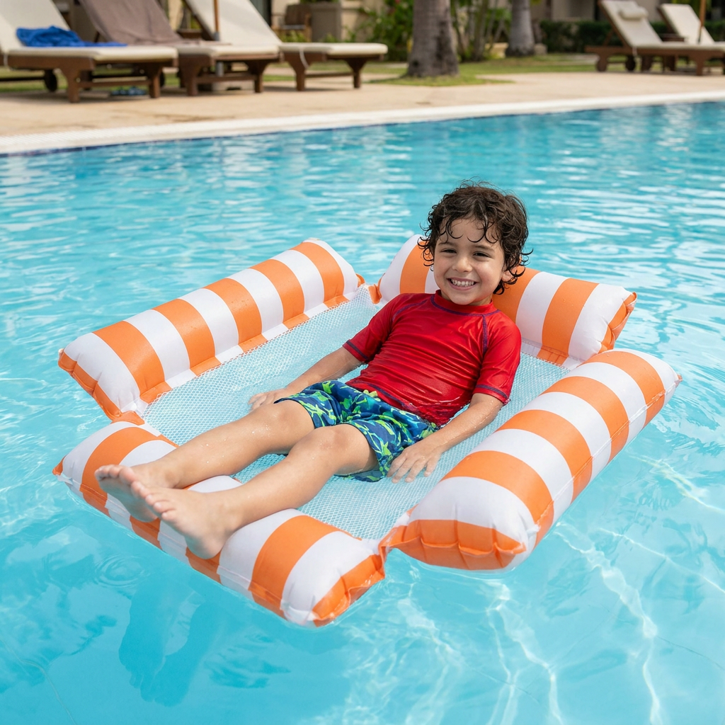 Sedia Gonfiabile per Piscina per Bambini – Amaca d'Acqua con Superficie in Rete