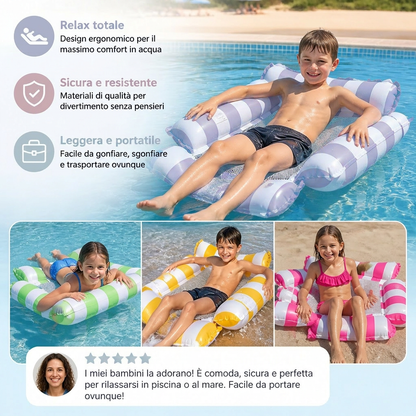 Sedia Gonfiabile per Piscina per Bambini – Amaca d'Acqua con Superficie in Rete