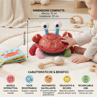 Granchio musicale interattivo con funzione vocale – giocattolo educativo in movimento per neonati