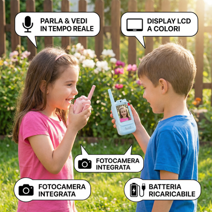 Walkie-Talkie Video per Bambini (Set da 2) – Ricetrasmittenti con fotocamera e schermo