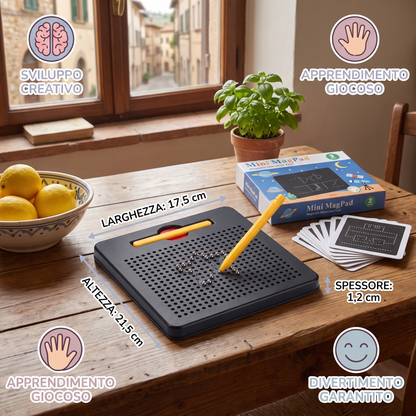 Lavagna Magnetica 2-in-1 per Scrivere e Disegnare con Tessere Sagomate a Incastro per Bambini