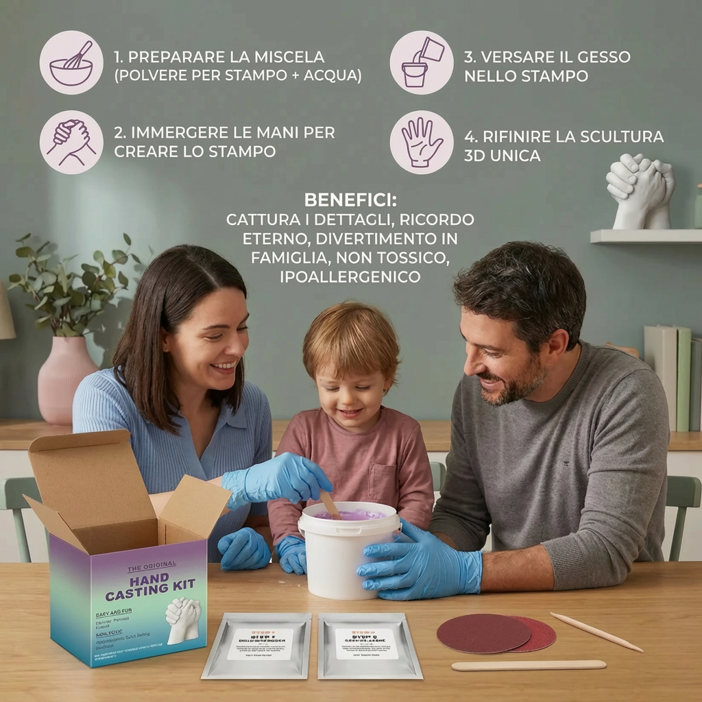 Kit Impronte delle Mani per Famiglie e Coppie – Set Ricordo 3D in Gesso