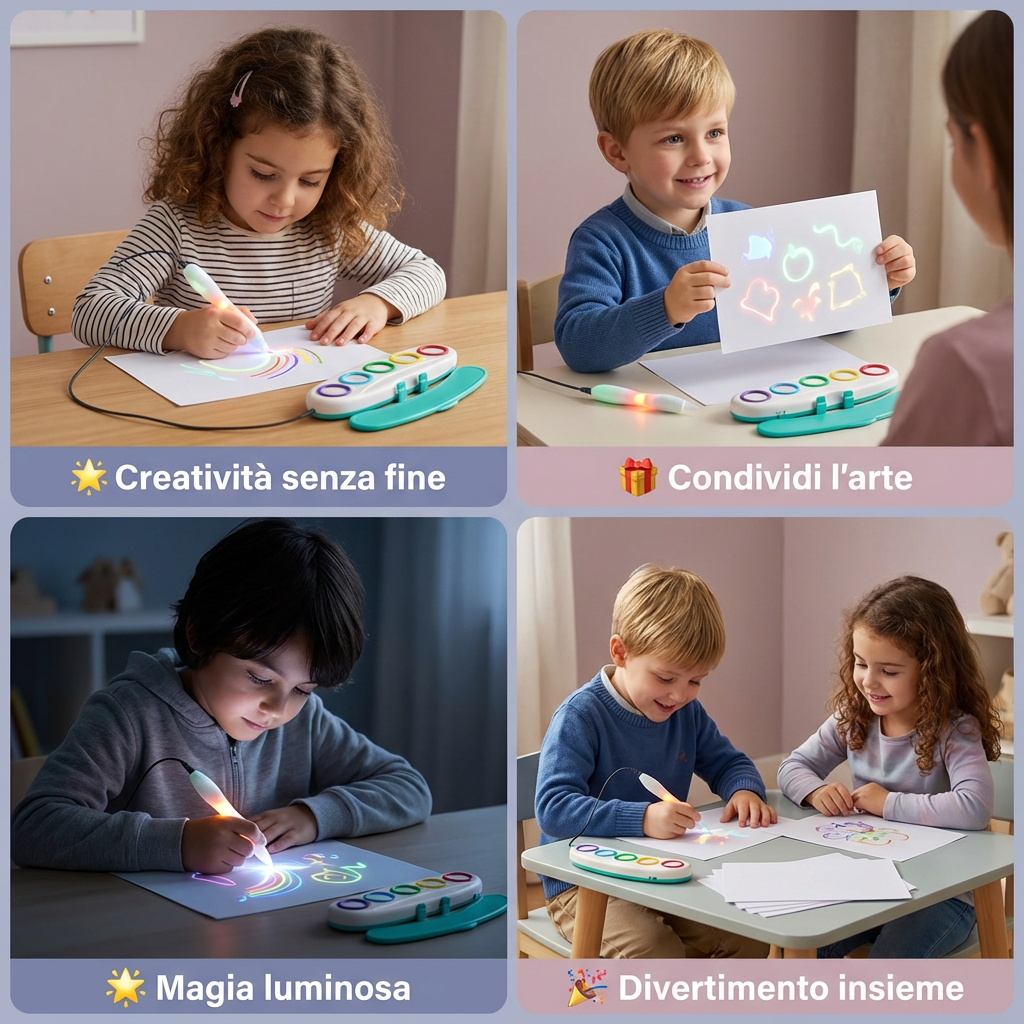 Magic Light Drawing Pen for Kids – Giocattolo Creativo LED con Musica ed Effetti Luminosi