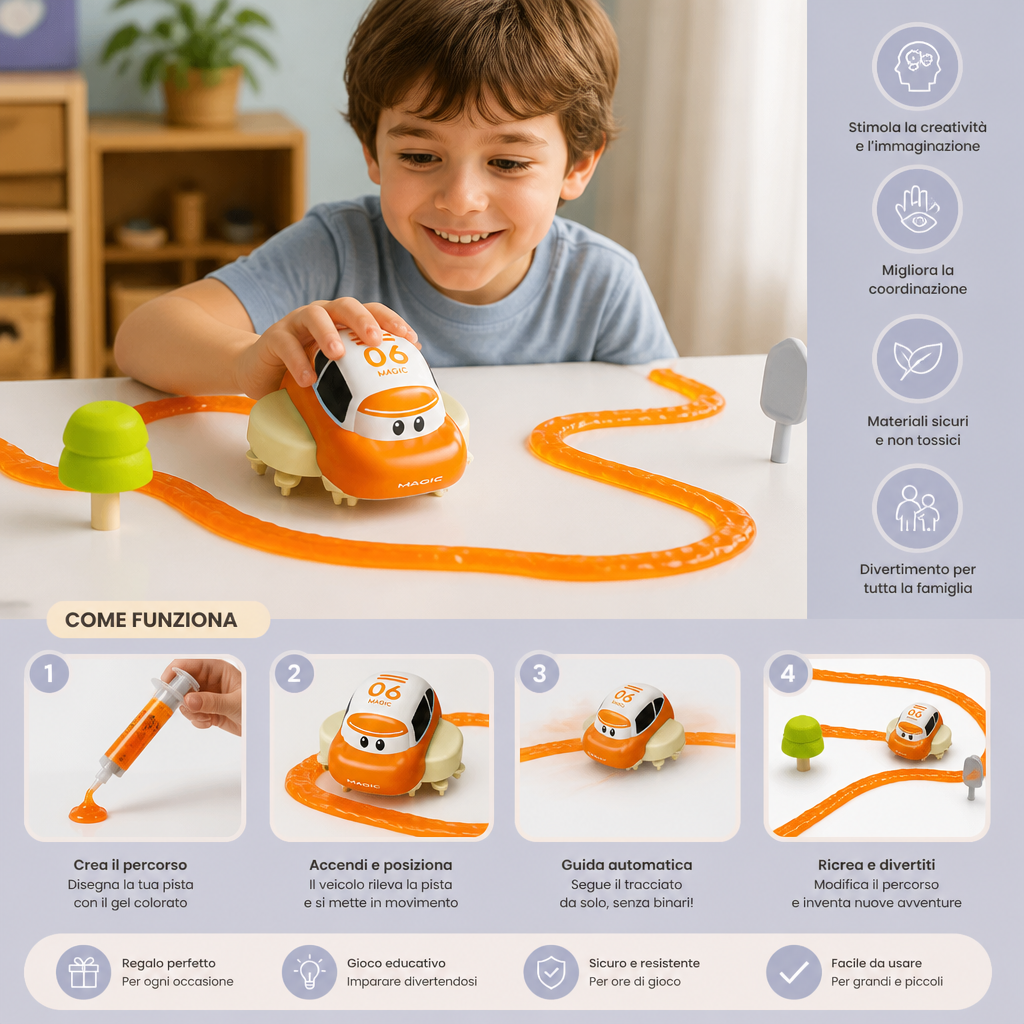 Set Pista da Corsa Slime Magico – Avventura Fai-da-Te con Auto Elettrica