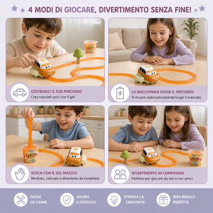 Set Pista da Corsa Slime Magico – Avventura Fai-da-Te con Auto Elettrica