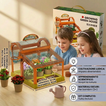 Serra LED per bambini in acrilico – Kit di coltivazione indoor per apprendimento ludico e crescita delle piante