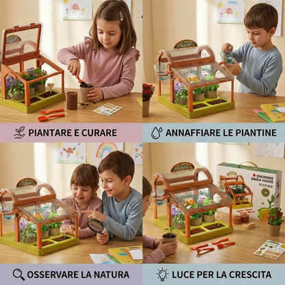 Serra LED per bambini in acrilico – Kit di coltivazione indoor per apprendimento ludico e crescita delle piante