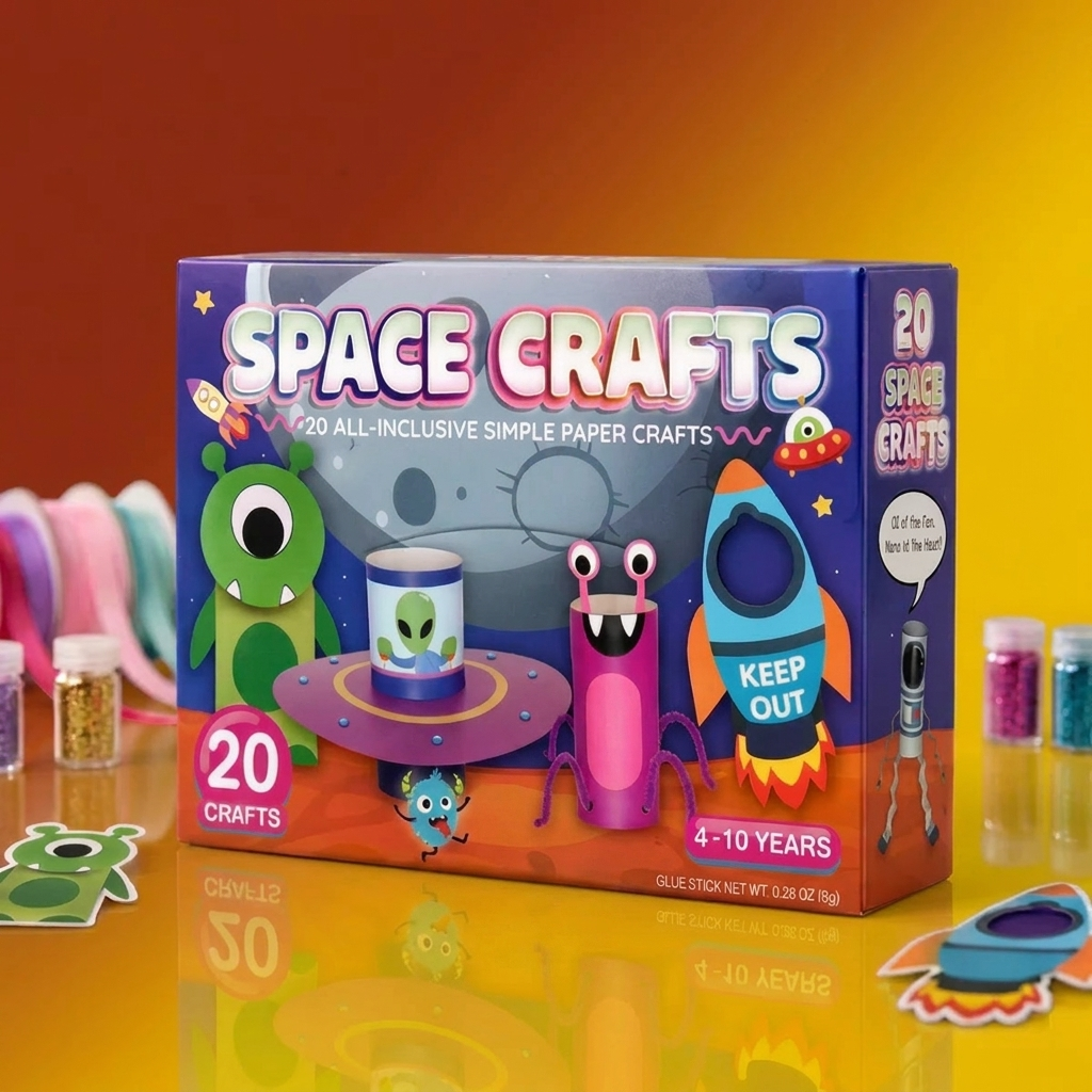 Scatola di Lavoretti di Carta per Bambini – 20 Progetti DIY Facili per Bambini 3–10 Anni con Stick di Colla, Nastro e Buste
