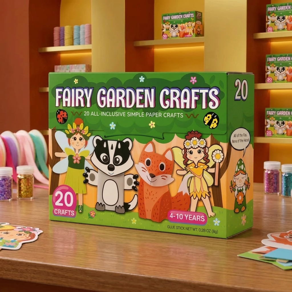 Scatola di Lavoretti di Carta per Bambini – 20 Progetti DIY Facili per Bambini 3–10 Anni con Stick di Colla, Nastro e Buste